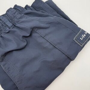 Life is Good Cargo Shorts‎ Swim Trunks Elastic Waist Pockets Blue Mens Size L
